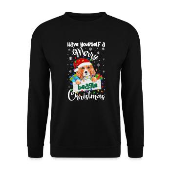 Beagle Christmas Party Beagle Dog Xmas Gifts - Unisex Pullover - Schwarz - Vorne - Alina (178cm) & Michal (187cm)