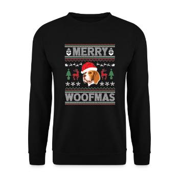 Beagle Ugly Christmas Beagle Dog Xmas Party - Unisex Pullover - Schwarz - Vorne - Alina (178cm) & Michal (187cm)