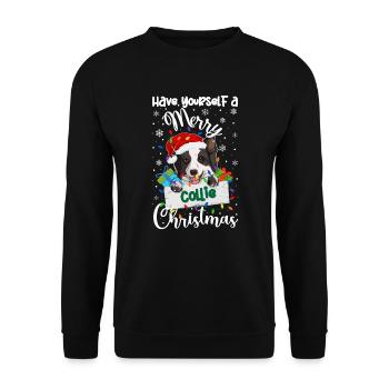 Border Collie Noël Border Collie Cadeaux de Noël - Sweat-shirt Unisexe - noir - Devant - Alina (178cm) & Michal (187cm)