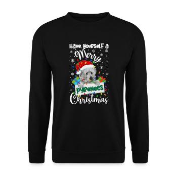 Great Pyrenees Weihnacht Goldener Hunde Geschenk - Unisex Pullover - Schwarz - Vorne - Alina (178cm) & Michal (187cm)
