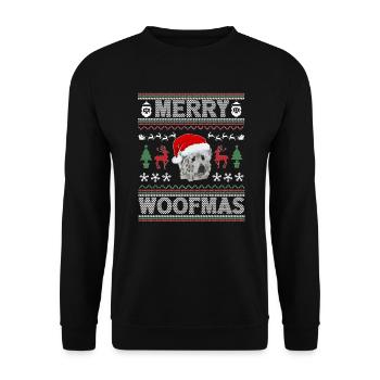 Great Pyrenees Weihnacht Goldener Hunde Geschenk - Unisex Pullover - Schwarz - Vorne - Alina (178cm) & Michal (187cm)