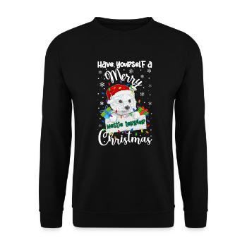 Westie Christmas Golden Dog Gift - Unisex Sweatshirt - black - Front - Alina (178cm) & Michal (187cm)