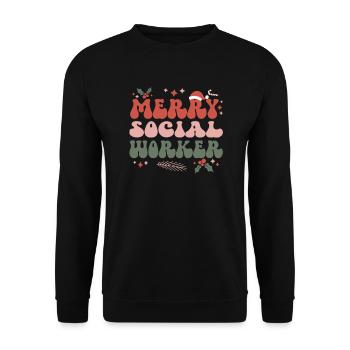 Social Worker Christmas Social Workers Xmas Gifts - Unisex Pullover - Schwarz - Vorne - Alina (178cm) & Michal (187cm)
