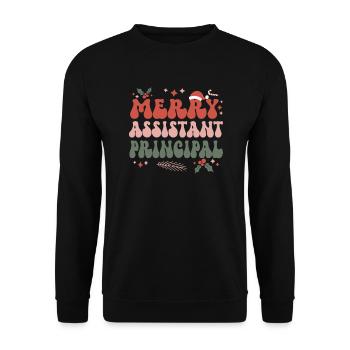 Assistant Principal Christmas School Crew Xmas - Unisex Sweatshirt - black - Front - Alina (178cm) & Michal (187cm)
