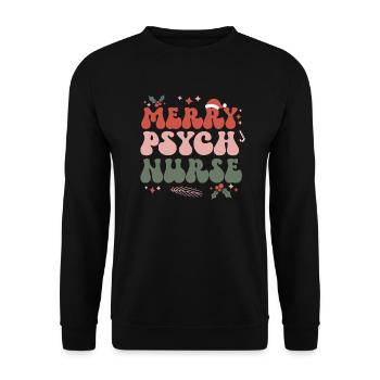 Psychiatric Nurse Christmas Psych Nursing Xmas - Unisex Sweatshirt - black - Front - Alina (178cm) & Michal (187cm)