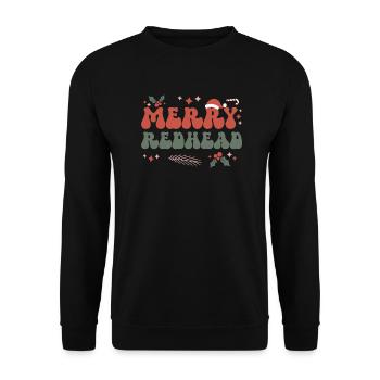 Redhead Ginger Christmas Red-Haired Redhead Xmas - Unisex Pullover - Schwarz - Vorne - Alina (178cm) & Michal (187cm)