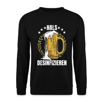 Hals desinfizieren Geschenk - Unisex Pullover - Schwarz - Vorne - Alina (178cm) & Michal (187cm)