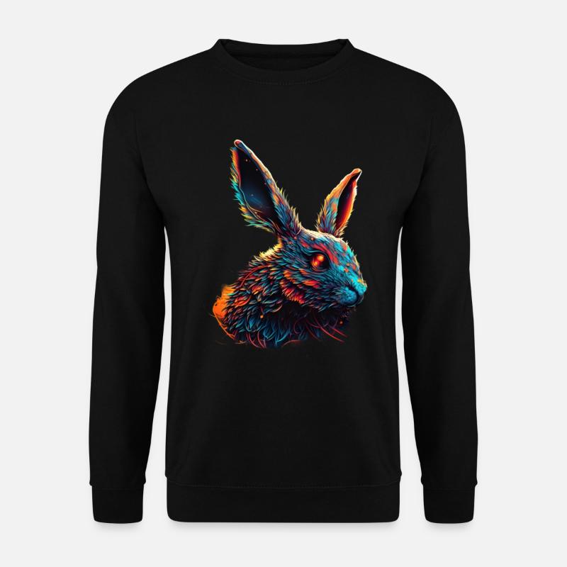 Hase Haustier Synthwave Geschenk - Unisex Pullover - Schwarz