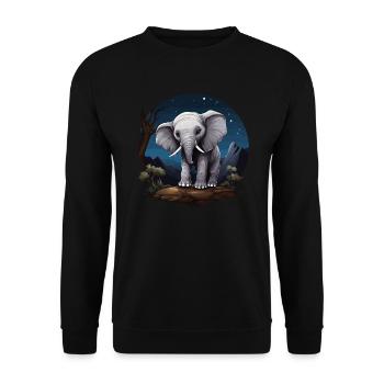 Elefant Afrika Elefantenbaby - Unisex Pullover - Schwarz - Vorne - Alina (178cm) & Michal (187cm)