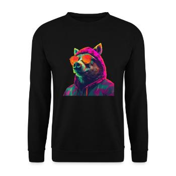 Wild boar with sunglasses Colorful Cool forest animals - Unisex Sweatshirt - black - Front - Alina (178cm) & Michal (187cm)