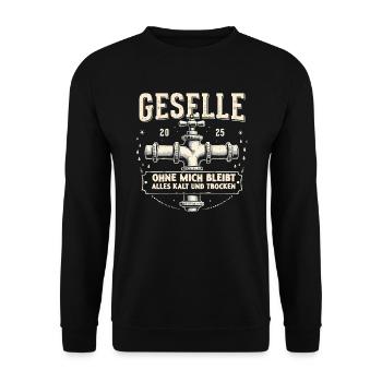 Azubi Erfolg - Geselle 2025 Design - Unisex Pullover - Schwarz - Vorne - Alina (178cm) & Michal (187cm)