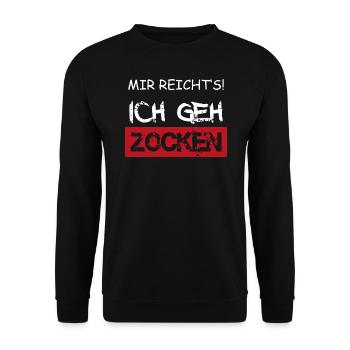 Mir reichts ich geh zocken Spruch - Unisex Pullover - Schwarz - Vorne - Alina (178cm) & Michal (187cm)