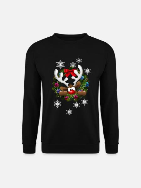 Weihnachten Rentier im Kranz - Unisex Pullover - Schwarz
