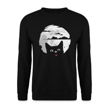 Le chat dérange la pleine lune - provoque une éclipse lunaire - Sweat-shirt Unisexe - noir - Devant - Alina (178cm) & Michal (187cm)