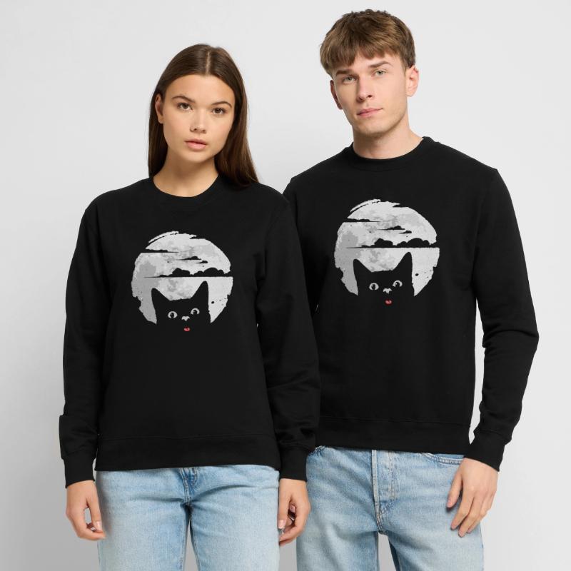 Cat disturbs full moon - causes lunar eclipse Unisex Sweatshirt