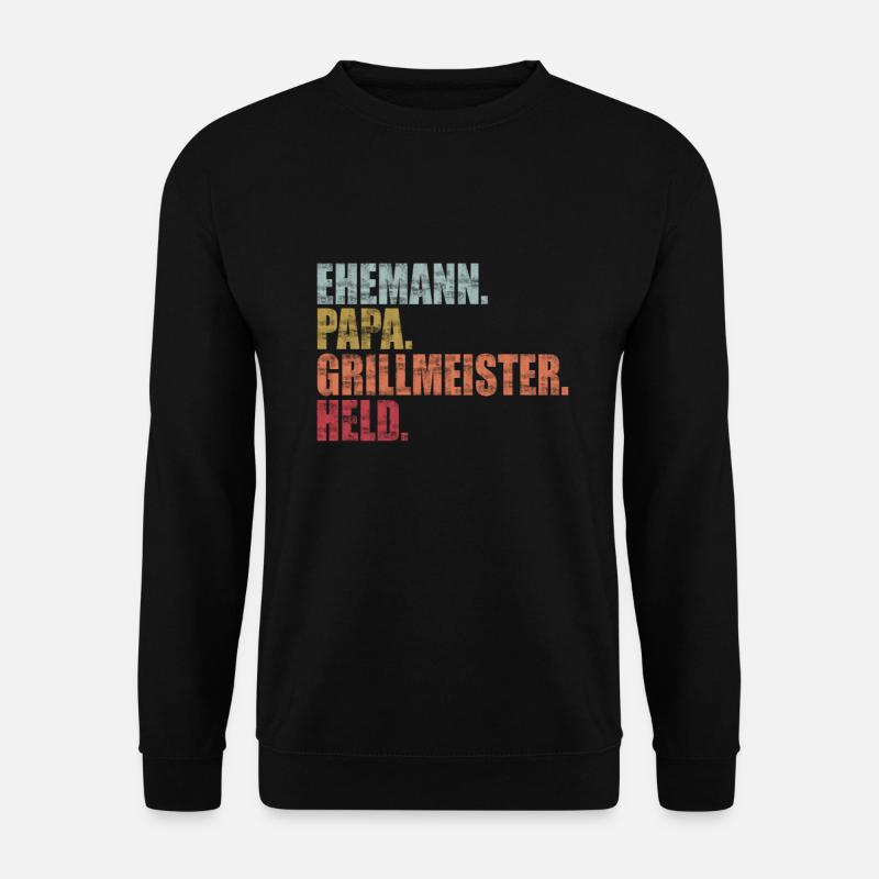 Papa der Grillmeister Geschenkidee - Unisex Pullover - Schwarz
