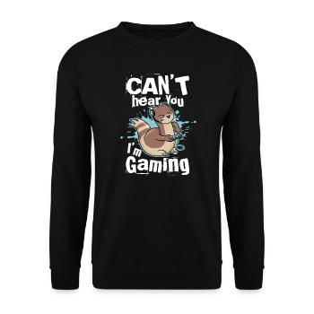 Can't Hear You I'm Gaming - Lustiges Gamer - Unisex Pullover - Schwarz - Vorne - Alina (178cm) & Michal (187cm)