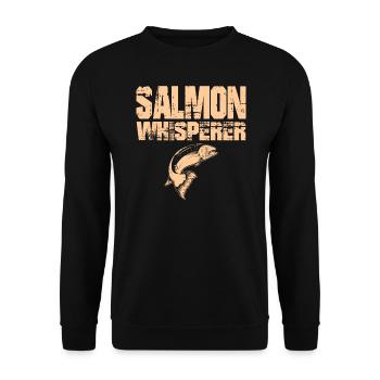 Salmon Whisperer - Lustiges Spinnfischen Fliegen - Unisex Pullover - Schwarz - Vorne - Alina (178cm) & Michal (187cm)