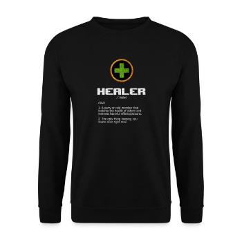 Funny role playing game MMO MMORPG Healer roles - Unisex Sweatshirt - black - Front - Alina (178cm) & Michal (187cm)
