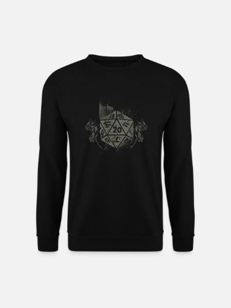 Drachen Vintage D20 Würfel Tabletop Rollenspiel - Unisex Pullover - Schwarz