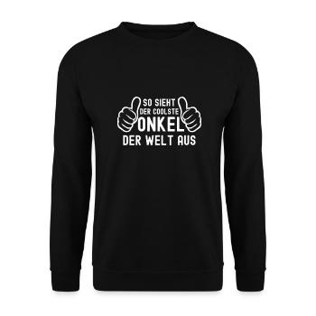 Coolster Onkel Geschenkidee - Unisex Pullover - Schwarz - Vorne - Alina (178cm) & Michal (187cm)