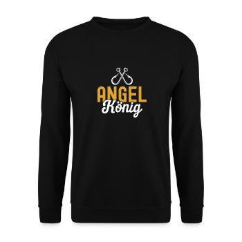 Angelkönig Angeln Fischen - Unisex Pullover - Schwarz - Vorne - Alina (178cm) & Michal (187cm)