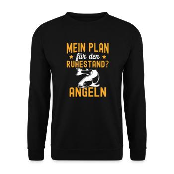 Angeln Geschenk zur Rente Angler Fischer - Unisex Pullover - Schwarz - Vorne - Alina (178cm) & Michal (187cm)