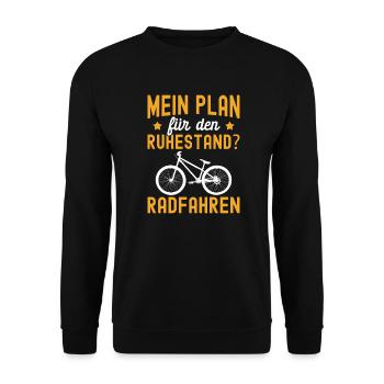 Rente Fahrrad Radfahrer Geschenk zum Ruhestand - Unisex Pullover - Schwarz - Vorne - Alina (178cm) & Michal (187cm)