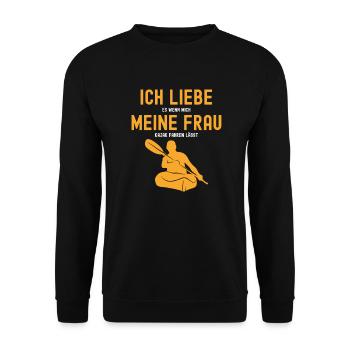 Kajak Wildwasser Kajakfahrer Geschenkidee - Unisex Pullover - Schwarz - Vorne - Alina (178cm) & Michal (187cm)
