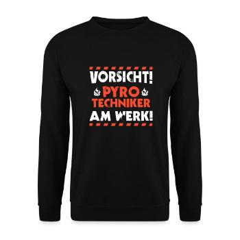 Pyrotechniker Sprengmeister - Unisex Pullover - Schwarz - Vorne - Alina (178cm) & Michal (187cm)