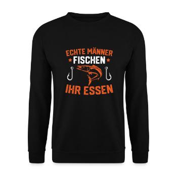 Fischen Angeln Fischerei Hobbyangler Geschenk - Unisex Pullover - Schwarz - Vorne - Alina (178cm) & Michal (187cm)