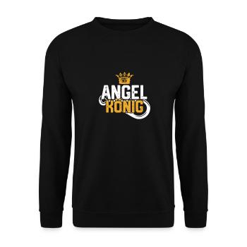 Angelkönig Fischen Angeln Lustiges Angler Geschenk - Unisex Pullover - Schwarz - Vorne - Alina (178cm) & Michal (187cm)