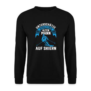 Skifahren Skiurlaub Alter Mann Lustig - Unisex Pullover - Schwarz - Vorne - Alina (178cm) & Michal (187cm)