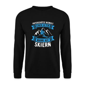 Skifahren Alter Mann Lustiges Skifahrer Geschenk - Unisex Pullover - Schwarz - Vorne - Alina (178cm) & Michal (187cm)