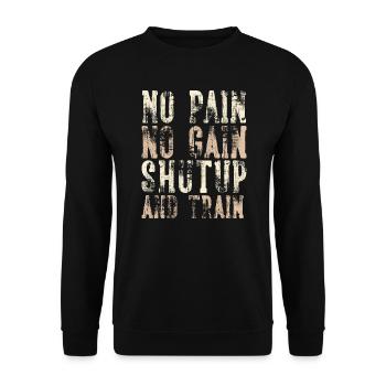 NO PAIN NO GAIN SHUT UP AND TRAIN - Sweat-shirt Unisexe - noir - Devant - Alina (178cm) & Michal (187cm)