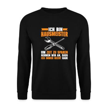 Hausmeister Lustiges Hauswart Schulwart Beruf - Unisex Pullover - Schwarz - Vorne - Alina (178cm) & Michal (187cm)