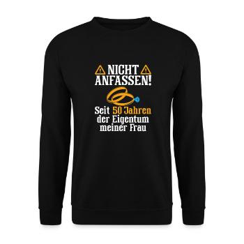 50. Hochzeitstag Goldene Hochzeit Geschenkidee - Unisex Pullover - Schwarz - Vorne - Alina (178cm) & Michal (187cm)