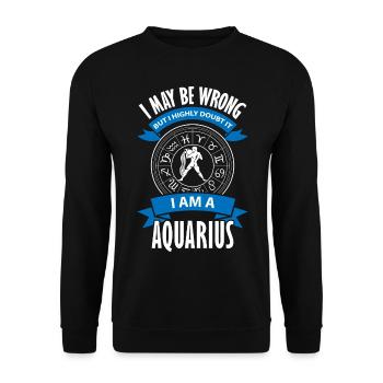 Horoskop Astrologie Februar Stern - Unisex Pullover - Schwarz - Vorne - Alina (178cm) & Michal (187cm)