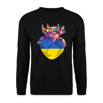 Drapeau de l’Ukraine Vintage Drapeau ukrainien d’occasion Look - Sweat-shirt Unisexe - noir - Devant - Alina (178cm) & Michal (187cm)