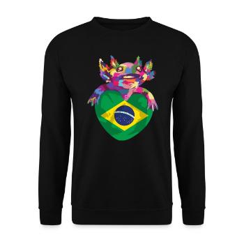 Brasilien Flagge Brasilianische Fahne Südamerika - Unisex Pullover - Schwarz - Vorne - Alina (178cm) & Michal (187cm)