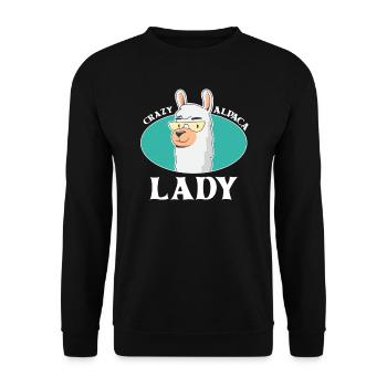 Crazy Alpaca Lady Alpacas - Unisex Sweatshirt - black - Front - Alina (178cm) & Michal (187cm)