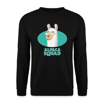 Alpaca Squad Lustiges Alpaka - Unisex Pullover - Schwarz - Vorne - Alina (178cm) & Michal (187cm)