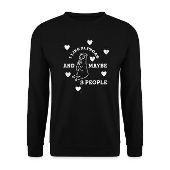 I like alpacas and 3 people alpaca lama - Unisex Sweatshirt - black - Front - Alina (178cm) & Michal (187cm)