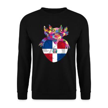 Dominikanische Republik Flagge Dom Rep Fahne Reise - Unisex Pullover - Schwarz - Vorne - Alina (178cm) & Michal (187cm)