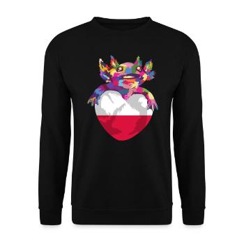 Drapeau de Pologne utilisé Look Polska Drapeau polonais - Sweat-shirt Unisexe - noir - Devant - Alina (178cm) & Michal (187cm)