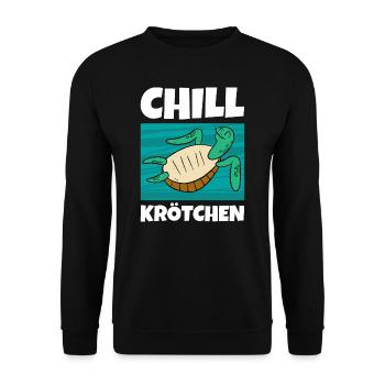 Chill Krötchen Schildkröte Chillen Turtle Relax - Unisex Pullover - Schwarz - Vorne - Alina (178cm) & Michal (187cm)