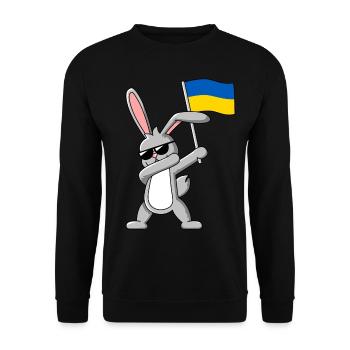Dabbing Rabbit avec le drapeau de l’Ukraine - Sweat-shirt Unisexe - noir - Devant - Alina (178cm) & Michal (187cm)