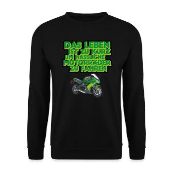 Motorrad fahren Supersport Biker Bike Bikerin - Unisex Pullover - Schwarz - Vorne - Alina (178cm) & Michal (187cm)