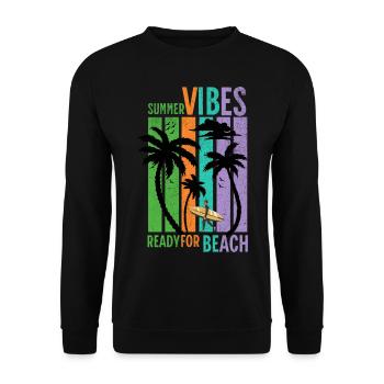 Summer Vibes Ready for Beach - Unisex Pullover - Schwarz - Vorne - Alina (178cm) & Michal (187cm)