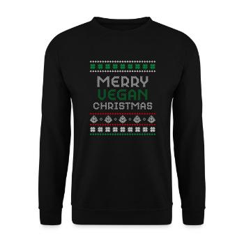 Joyeux Noël végétalien Vegane Weihnachten - Sweat-shirt Unisexe - noir - Devant - Alina (178cm) & Michal (187cm)